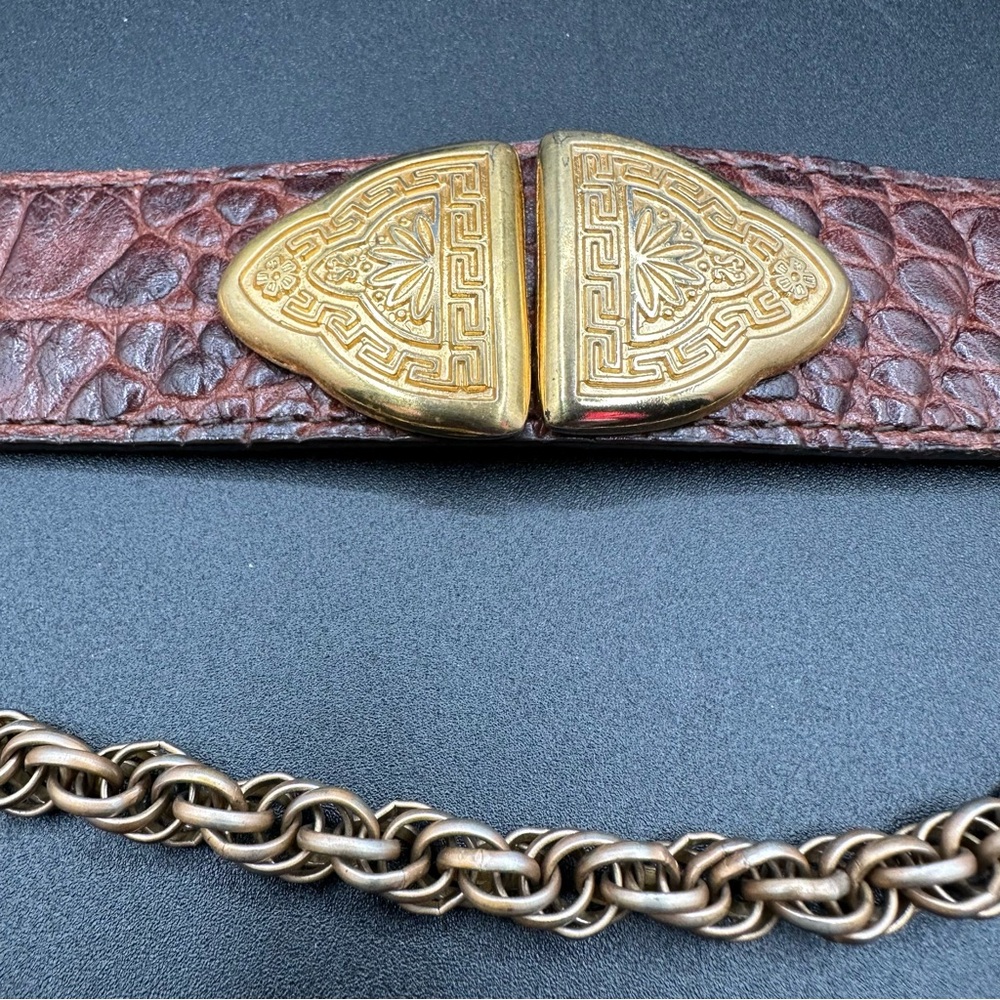 Vintage Linea Pelle by Mira K Brown Croco Belt – Size M, 1980s–90s-GORGEOUS!! - Picture 16 of 16
